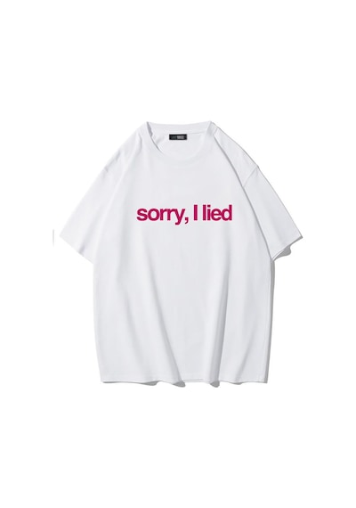 Brz Collectıon Brz Collection Unisex Oversize Sorry, I Lied T-shirt Beyaz