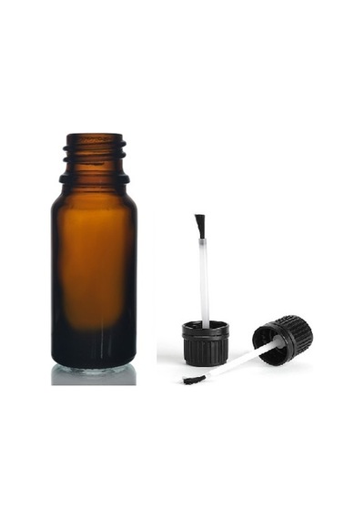 20ml Kahverengi Cam Şişe Fırça Kapaklı, 24 Adet, Ecza Şişesi, Kozmetik Şişe, Yapıştırıcı Şişesi, Yağ Şişesi