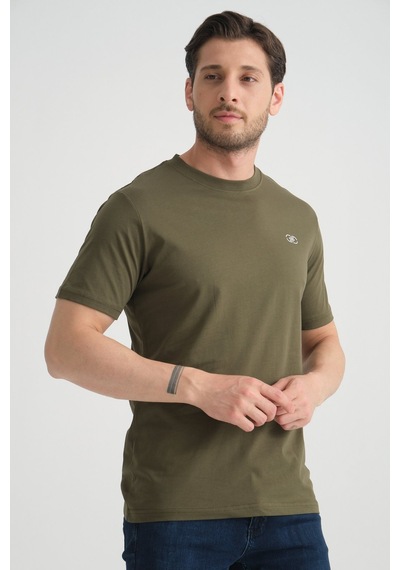 Shooter Sportwear Shooter Erkek T-shirt Nefes Alabilen Esnek Pamuklu Kumaş Regular Kalıp Minimal Logolu Haki