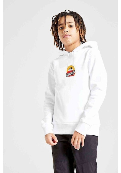 Tshirthane Grease Rock Baskılı Unisex Çocuk Kapüşonlu Beyaz Sweatshirt Beyaz