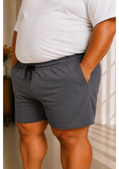 Sngl Tekstil Erkek Büyük Beden Şort 3xl 4xl 5xl 6xl 7xl 8xl 9xl Gri Füme
