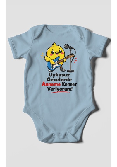 Morivokids Anneye Özel Kısa Kollu Bebek Body %100 Pamuk Zbn226-kk Bebe Mavisi