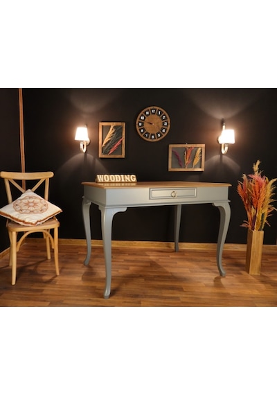 Wooding-Mobilya Wooding 120 Cm Çekmeceli Masif Gri Naturel Çalışma Masası Wooding-Mobilya Wooding 120 Cm Çekmeceli Masif Gri Naturel Çalışma Masası