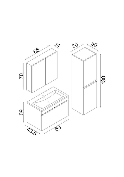 Teta Home Tokyo 65 Cm Mdf Banyo Dolabı Seti + Boy Dolabı Antrasit-beyaz Antrasit - Beyaz
