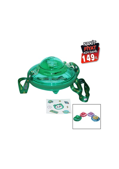 Ufo Modeli Renkli Mika Kristal Suluk Matara Pipetli - Taşıma Askılı 550ml Çok Renkli