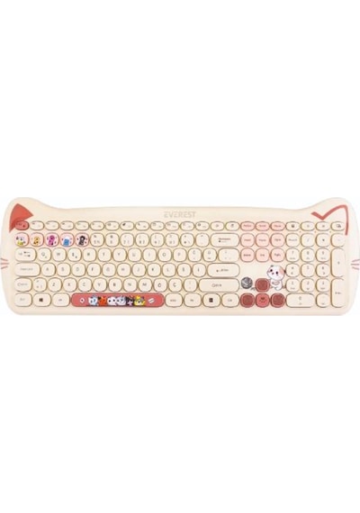 Everest Km-6283 Catty Renkli Tuşlu Sarı Kablosuz 2.4 + Bt Q Multimedia Klavye + Mouse + Pad Set