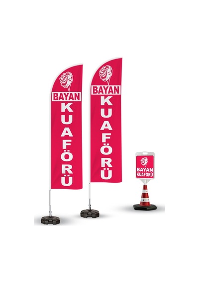 Bayan Kuaför Temalı 2 Adet Yelken Bayrak.1 Adet Reklam Duba Pake
