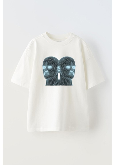 Thewert Unisex Alter Ego Tasarım Baskılı Pamuk Beyaz Oversize T-shirt
