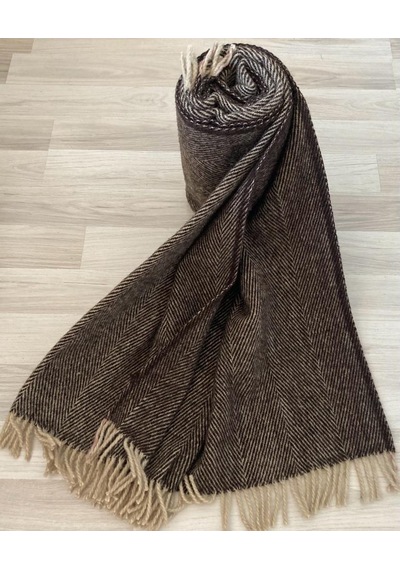 %100 Saf Yün Scotch Dizlik - Tv Battaniye 130x170 Kahverengi