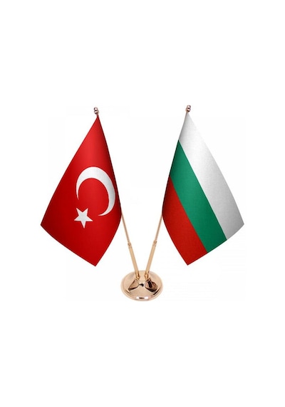 Masa Üstü Bulgaristan Bayrağı Türk Bayrağı İkili Pirinç Direk Mas