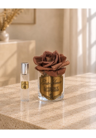 Rosemira Tek Güllü Parfümlü Dekoratif Çiçek - Kahve-7542 Gül - Meyve