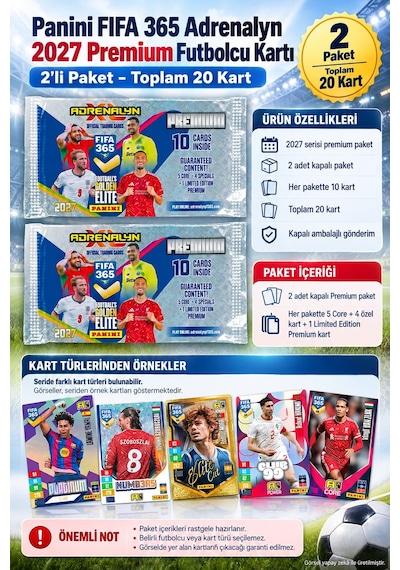 Panini Fıfa 365 Adrenalyn 2027 Premium Futbolcu Kartı 2 Li Paket - Toplam 20 Kart
