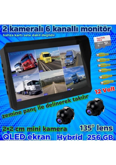 2 Adet 2 2 Cm Mini Kamera Ve 6 Kanallı Qled 10 İnç Dvr Monitör