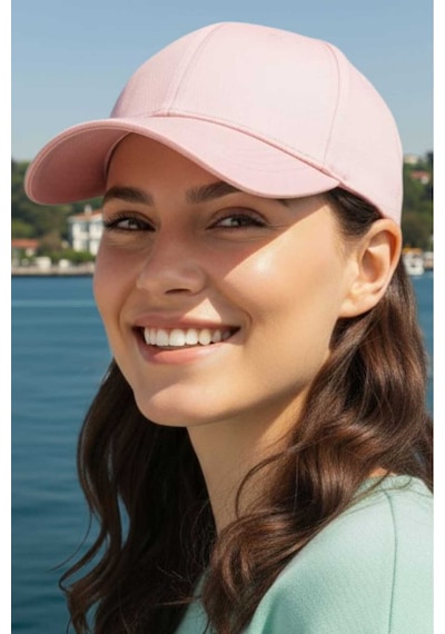Uniquetrenders Kadın Pamuklu Cırtlı Ayarlanabilir Kep Şapka Pembe