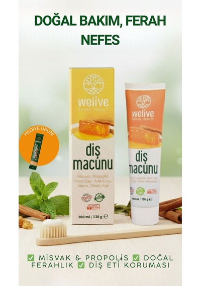 Doğal Diş Macunu 100 Ml Misvak, Propolis, Yeşil Çay, Adaçayı, Nane Ve Okaliptüs İçerikli Tam Koruma