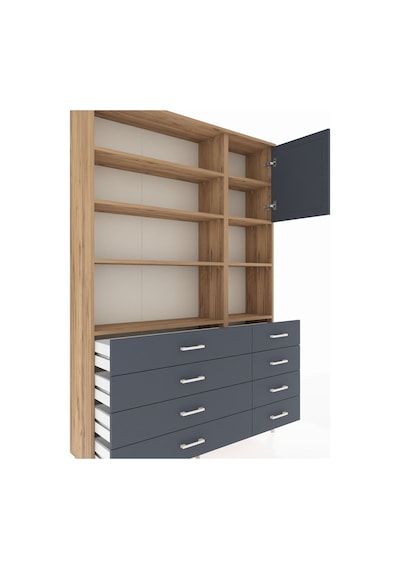 Arges Dolap 8 Raflı 8 Çekmeceli Tek Kapaklı 132x30x195 Çam-antrasit/antrasit Antrasıt/antrasıt Arges Dolap 8 Raflı 8 Çekmeceli Tek Kapaklı 132x30x195 Çam-antrasit/antrasit Antrasıt/antrasıt