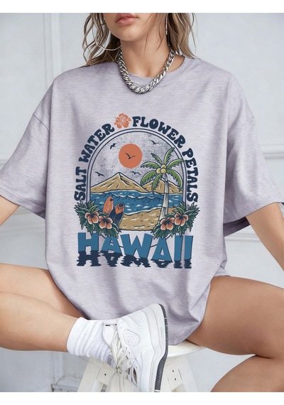 Noıssey Urban Pop Graphic Kadın Tişört Koleksiyonukod 5095 Gri