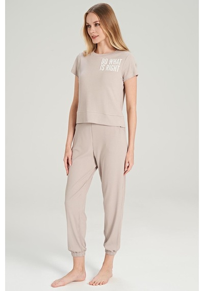 Feyza Kadın Kısa Kol Fitilli Bej Pijama Takım C1t7n0o5 001