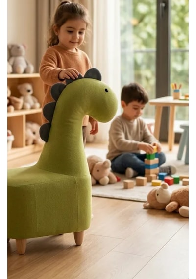 Zooturak Dinozor Puf Çocuk Koltuğu Yeşil - Açık Yeşil
