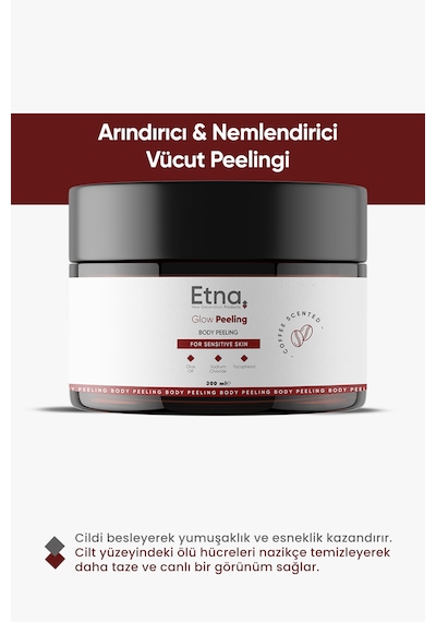 Etna Pharma Kahve Özlü Gözenek Sıkılaştırıcı, Cilt Yenileyici Ve Arındırıcı Yüz Ve Vücut Glow Peeling 300 Ml