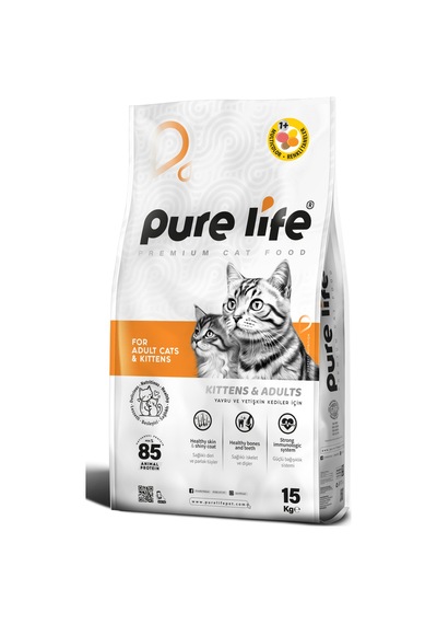Purelife Multicolor Tavuklu Gurma Yetişkin Kedi Maması 15 KG