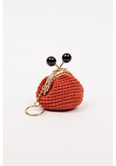 Fabric Craft Bag Mini Bozuk Para Cüzdanı Anahtarlık Klipsli Kiremit - Altın