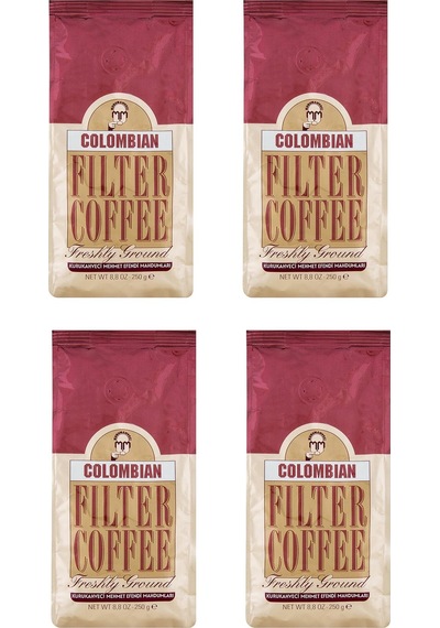 Kurukahveci Mehmet Efendi Colombian Filtre Kahve Öğütülmüş 250 Gr X 4 Adet Öğütülmüş
