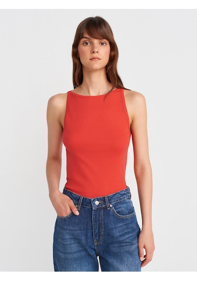 Dilvin 21048 Halter Yaka Top-kırmızı Kırmızı
