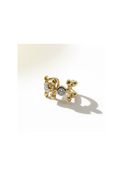 Earcuff Sıkıştırmalı Çelik Kıkırdak Küpe 3 Tek Taşlı Ok Figürlü Altın Renk