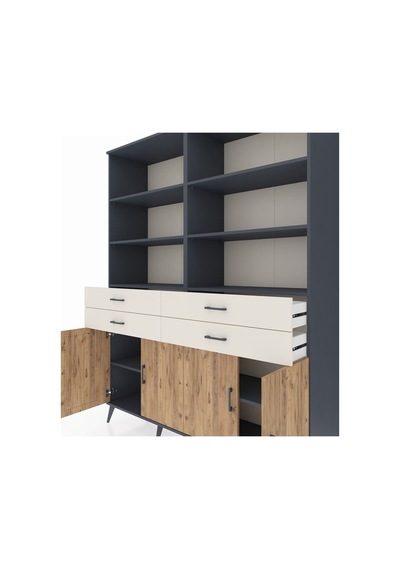 Hyperion Gardrop 8 Raflı 4 Çekmeceli 4 Kapaklı 176x44x221 Antrasit-çam/aytaşı Çam/aytaşı Hyperion Gardrop 8 Raflı 4 Çekmeceli 4 Kapaklı 176x44x221 Antrasit-çam/aytaşı Çam/aytaşı