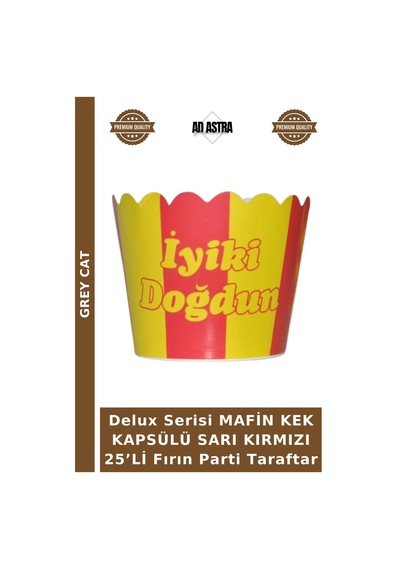 Delux Serisi Mafin Kek Kapsülü Sarı Kırmızı 25 Li Fırın Parti Taraftar Kırmızı - Sarı