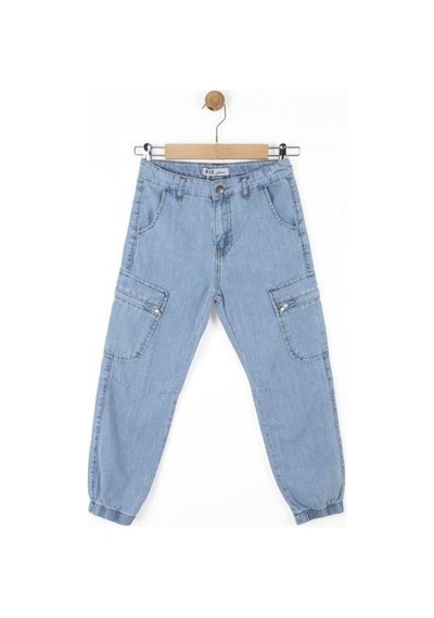 Nk Kids Çocuk Esnek İnce Kumaş Paçası Lastikli Kot Pantolon-15879 Mavi