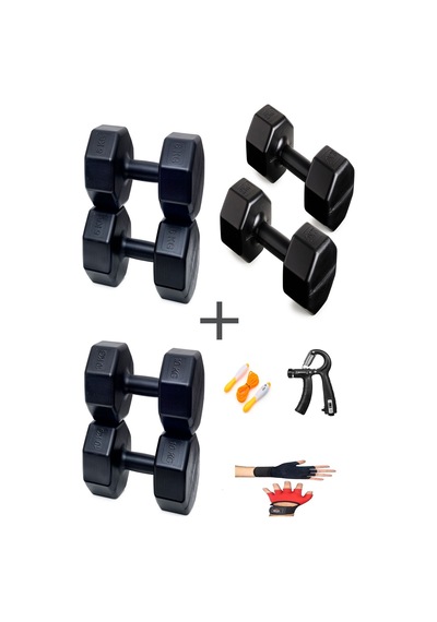 Ps Spor 3 Çift Dambıl Set 2 Kg + 6 Kg + 10 Kg + Eldiven Ayarlanabilir Sayaçlı Yay Ve Atlama İpi