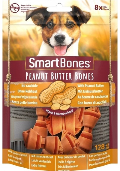 Smartbones Tavuklu Ve Fıstık Ezmeli Mini Kemik 8 Li 128 Gr.