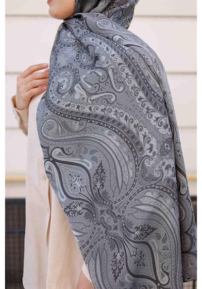 Etro Desen Premium Şal Gri Çok Renkli