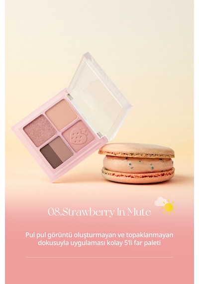 Mat, Parıltılı Tonlarda 5'li Far Paleti Perıpera Ink Pocket Shadow Palette 08 Strawberry In Mute 66478978