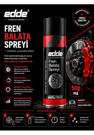 Edde Araba Araç Oto Fren Balata Spreyi Temizleyici 500 Ml Oto Bakım Ürünleri