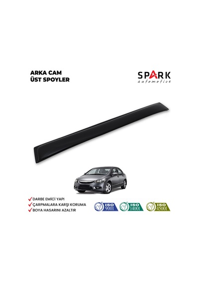 Honda Civic 2006-2012 Yıl Aralığı Uyumlu Arka Cam Üstü Spoyler İnce Model Siyah
