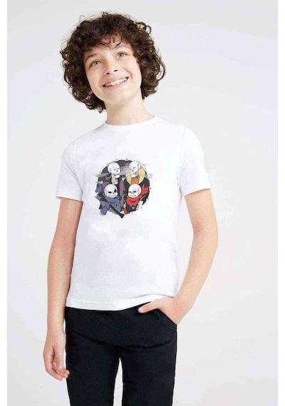 Tshirthane Undertale Skull Os Baskılı Unisex Çocuk Beyaz T-Shirt