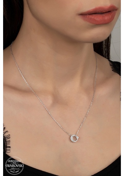 Union Swarovski Zirconia Kadın Türk Bayrağı Gümüş Kolye