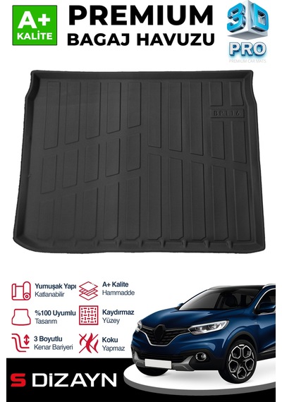 S-dizayn Renault Kadjar 3d Pro Bagaj Havuzu 2015 Üzeri A+ Kalite