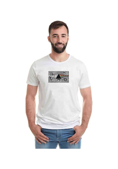 Pink Floyd The Pink Side Baskılı Beyaz Erkek Tshirt