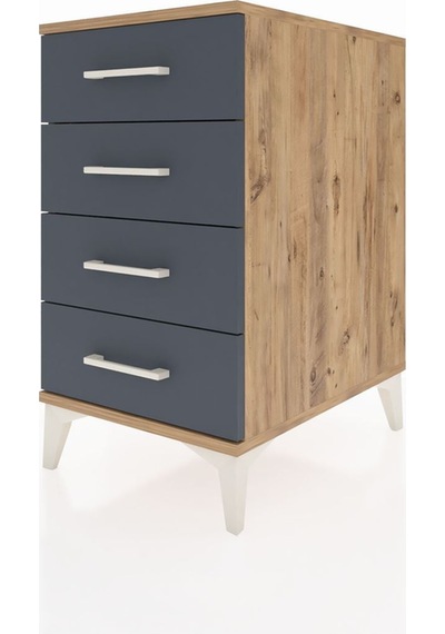 Kronos Komodin 4 Çekmeceli 44x59x80 Çam-antrasit Atlas Çam