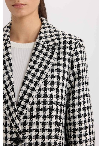 DeFacto Oversize Geniş Kalıp Ceket Yaka Düğmeli Tweed Desenli Blazer Ceket V2814AZ24AUBK81 Siyah DeFacto Oversize Geniş Kalıp Ceket Yaka Düğmeli Tweed Desenli Blazer Ceket V2814AZ24AUBK81 Siyah