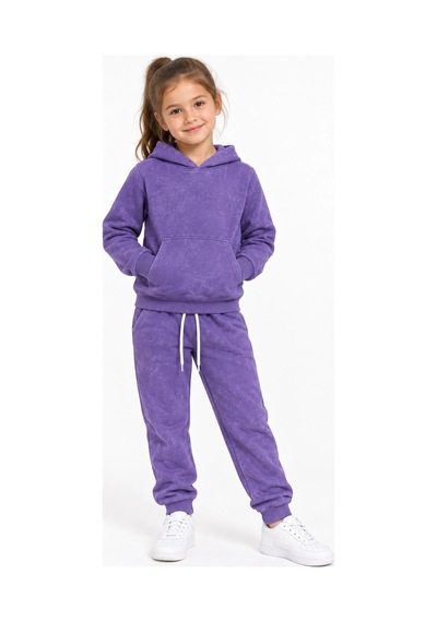 Rony Pony Kids Kız Çocuk Mor Kapşonlu Eşofman Takımı Kanguru Cepli Sweatshirt Ve Jogger Alt 2 Li Set