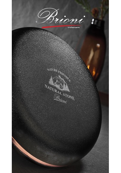 Brioni Royal Stone 9 Parça Antrasit&Bakır Taş Granit Tencere Seti