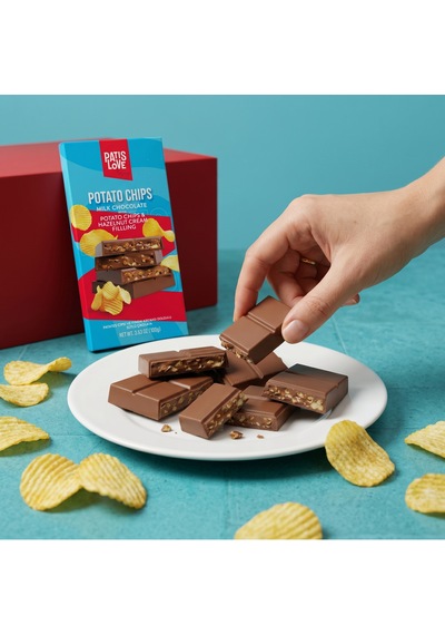 Patates Cipsi Ve Fındık Kreması Dolgulu Sütlü Çikolata, 100g