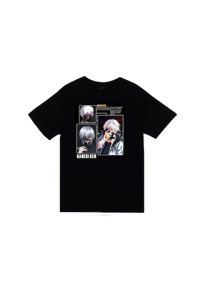 Tokyo Ghoul Kaneki Ken Baskılı Unisex %100 Pamuk Siyah T-shirt SIYAH