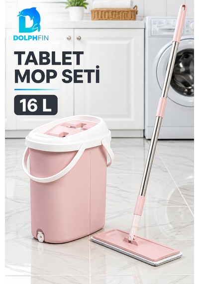 Tablet Mop Seti 16 L Büyük Kovalı Düz Paspas Yer Temizlik Seti