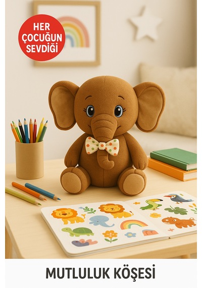 Kahverengi Fil Peluş Oyuncak 20 17 Cm Çocuk Odası Dekoru, Sevimli Bebek Hediyesi, Yumuşak Peluş Figür Diğer